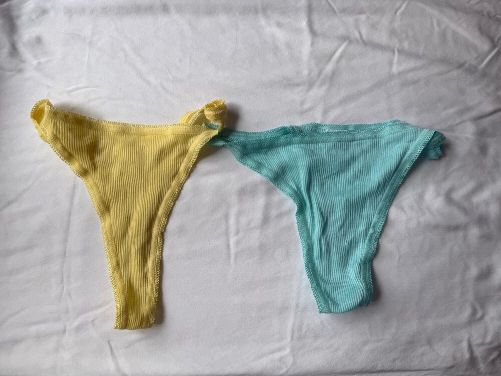 NWOT Vintage Kura Size M Ribbed Cotton G-String Thong Panty Set 2-Pack